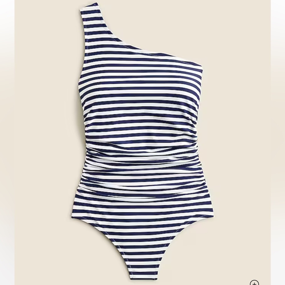 NWT J. Crew Sleek Ruched One-shoulder One Piece in Stripe - Size 4